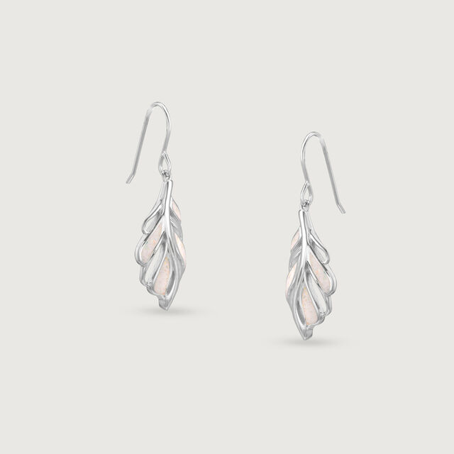 Ethereal Leaf Silver Hoop Earrings,,hi-res image number null