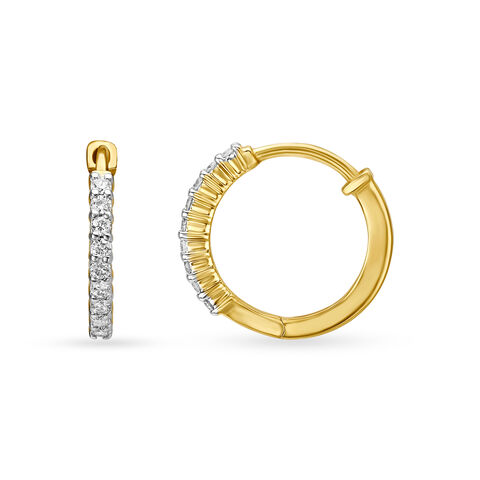 14KT Yellow Gold Diamond Hoop Earrings