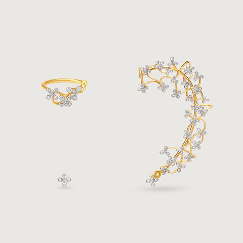 Floral Quilt Diamond Ear Cuff