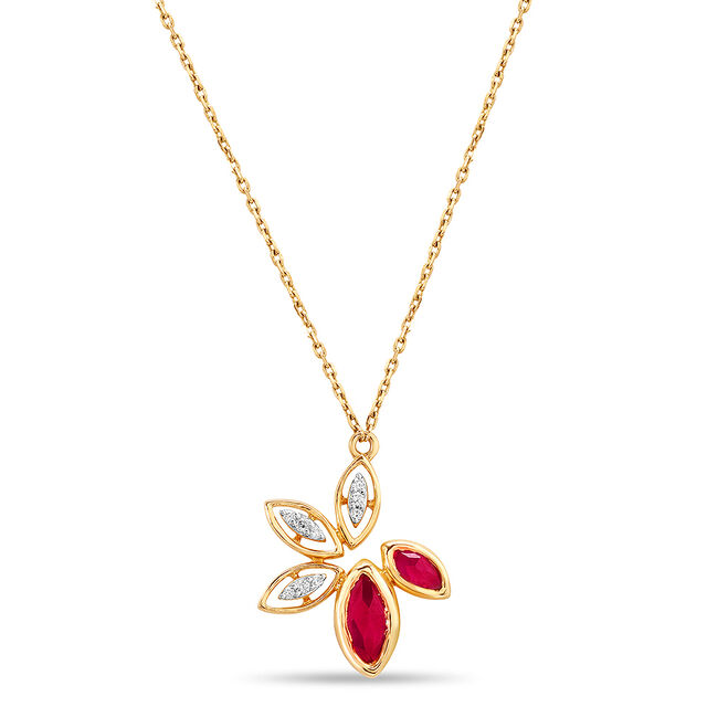14KT Yellow Gold Floral Necklace,,hi-res image number null