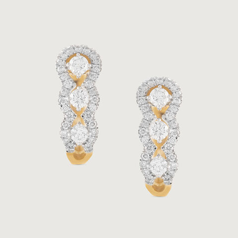 Sleek Edge Gold & Diamond Hoop Earrings