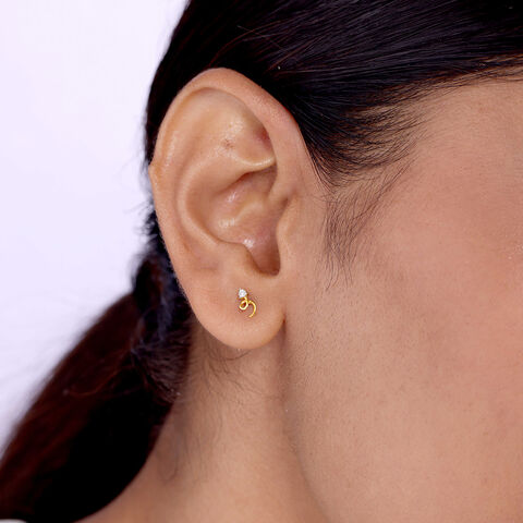 Swirl Sparkle 14 Kt Gold and Diamond Stud Earrings