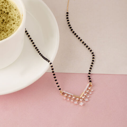 Glistening Fringe Gold and Diamond Mangalsutra