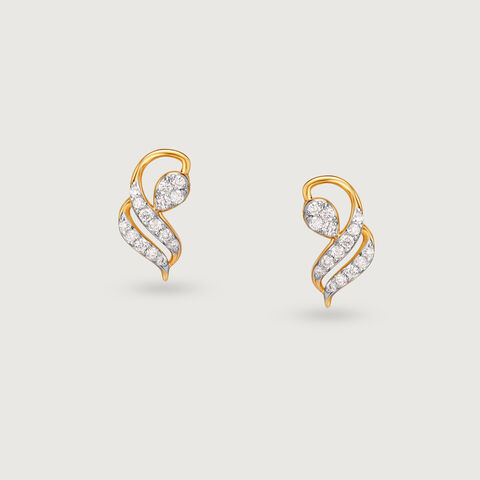 Elegant Swirl Gold & Diamond Stud Earrings