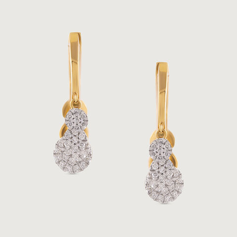 Dangle Charm Gold & Diamond Hoop Earrings
