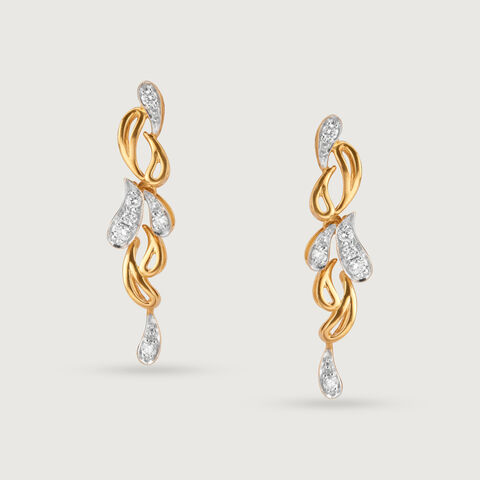 Dewdrop Cascade 18 Kt Gold & Diamond Drop Earrings