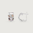 Mother of Pearl Blossom Silver Hoop Earrings,,hi-res view 4