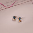 Aqua Twinkle Pearl & Gold Stud Earrings,,hi-res view 1