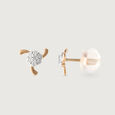 Dainty Whispers Gold & Diamond Stud Earrings,,hi-res view 3