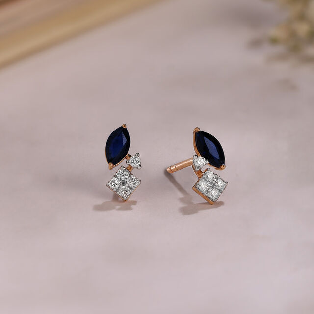 Sapphire Sparkle Gold & Diamond Stud Earrings,,hi-res image number null