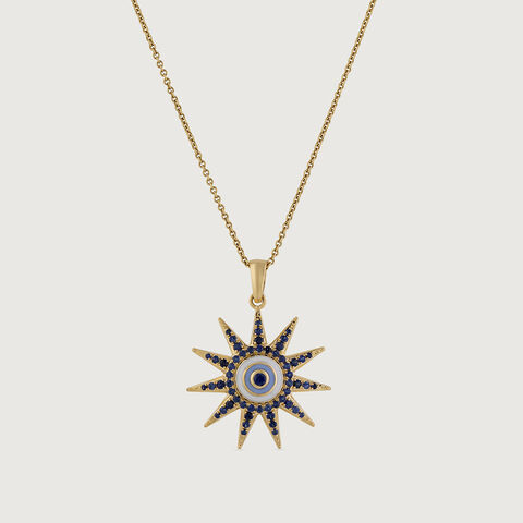 Star Protector Evil Eye Gold Pendant