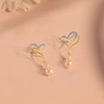 Entwined Love Pearl & Diamond Drop Earrings,,hi-res view 1