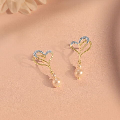 Entwined Love Pearl & Diamond Drop Earrings