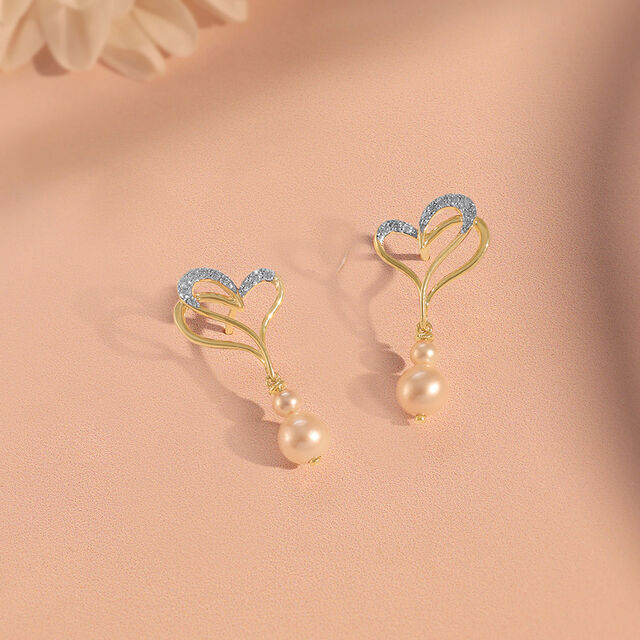 Entwined Love Pearl & Diamond Drop Earrings,,hi-res image number null