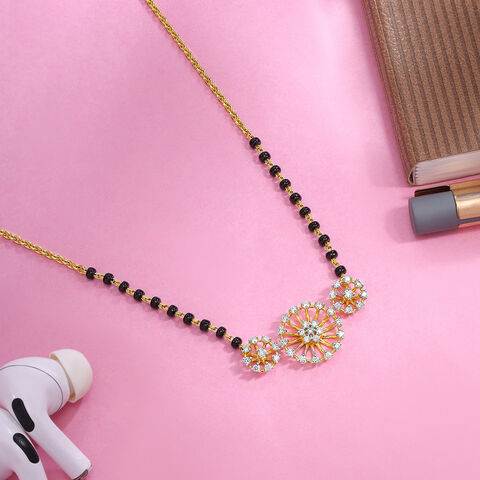 Sparkling Swirls 18 KT Gold and Diamond Mangalsutra