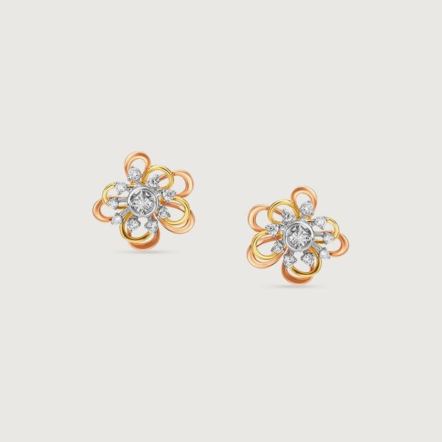 Forget Me Not Floral Diamond Stud Earrings,,hi-res image number null