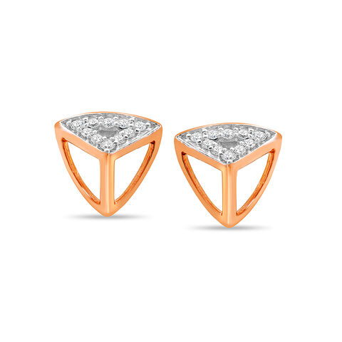 14kt White And Rose Gold Diamond Stud Earrings