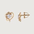 Enchanted Heart 14 kt Gold & Diamond Stud Earrings,,hi-res view 4