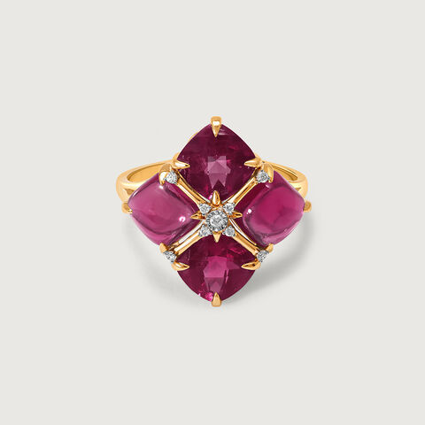Bordeaux Bling 14KT Diamond & Ruby Ring