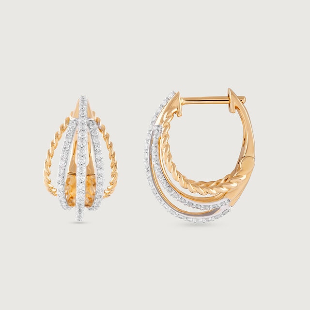 Draped Luxe Gold & Diamond Hoop Earrings,,hi-res image number null