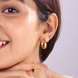 22KT Yellow Gold Subtle Glamorous Hoop Earrings,,hi-res view 2