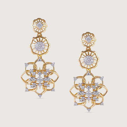 Crochet Sparkle Gold and Diamond Drop Earrings
