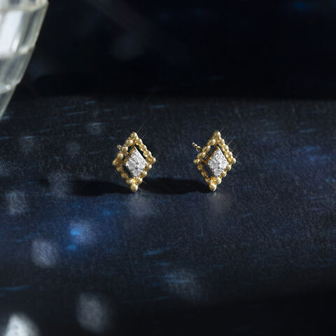 Sequine Radiance Gold & Diamond Stud Earrings