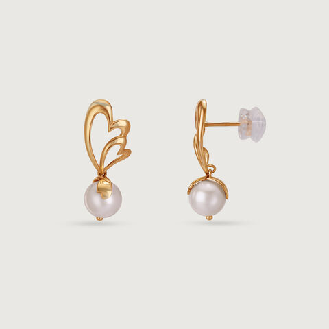 Love Sparks Pearl & Gold Drop Earrings