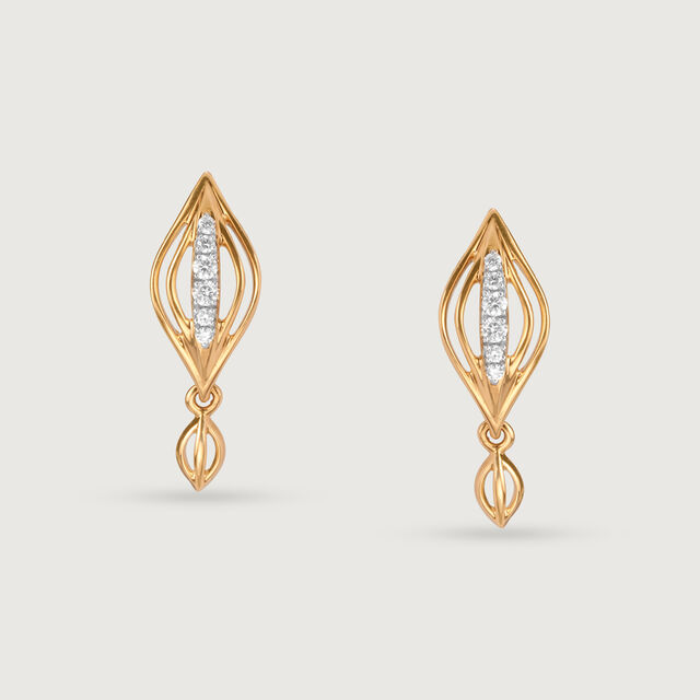 Breezy Elegance 14 Kt Gold & Diamond Drop Earrings,,hi-res image number null