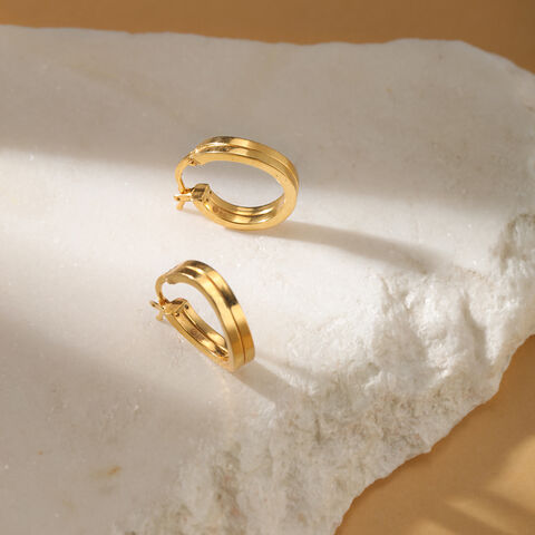 22KT Yellow Gold Subtle Glamorous Hoop Earrings