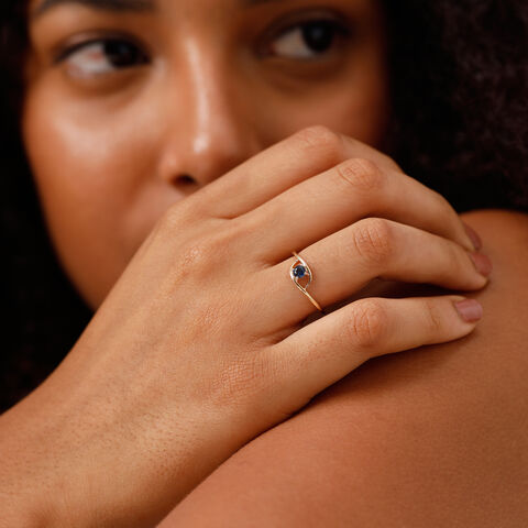 14KT Yellow Gold Evil Eye Finger Ring