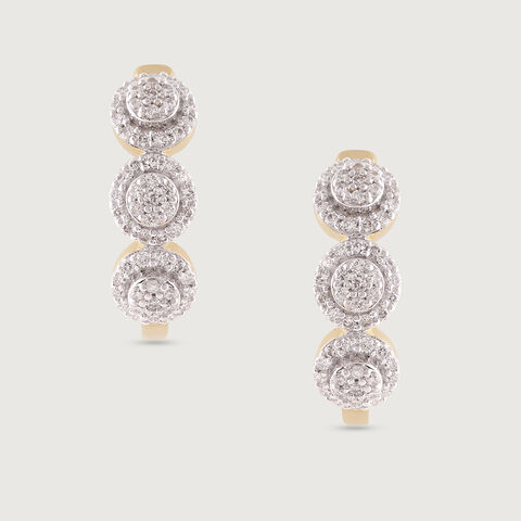 Leafy Luxe Gold & Diamond Hoop Earrings