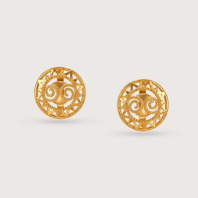Saura Sketches 22KT Gold Stud Earrings,,hi-res image number null