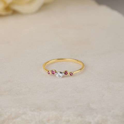 Pink Sapphire Sonata 14KT Gold & Diamond Ring