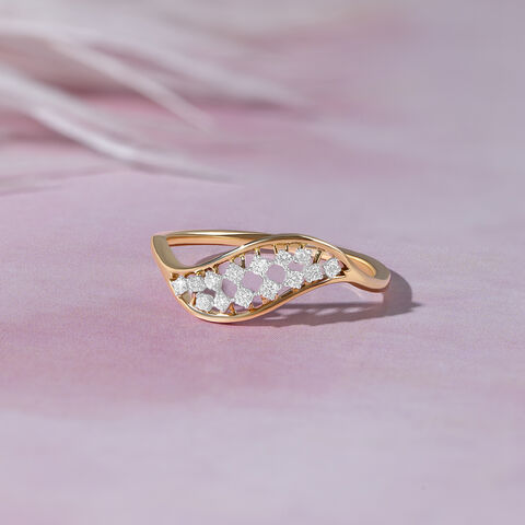 Elegant Wave Gold & Diamond Finger Ring