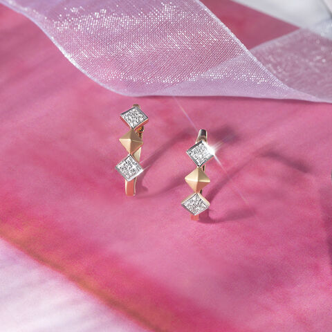 Geo Sparkle Gold & Diamond Hoop Earrings