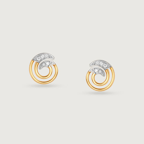 Enso Aura 14 Kt Gold & Diamond Stud Earrings