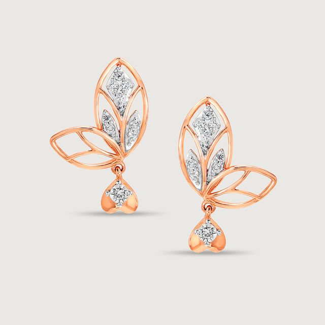 Heartflutters 14KT Rose Gold & Diamond Drop Earrings,,hi-res image number null