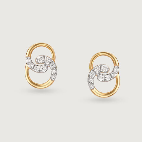Willow Whispers 14 Kt Gold & Diamond Stud Earrings