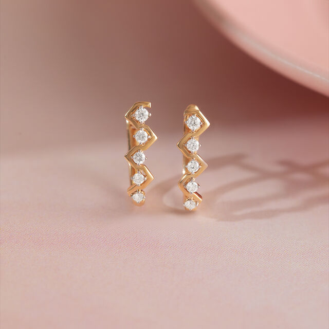 Artful Twist Gold & Diamond Hoop Earrings,,hi-res image number null