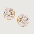 Laser Swirl Gold & Diamond Stud Earrings,,hi-res view 3