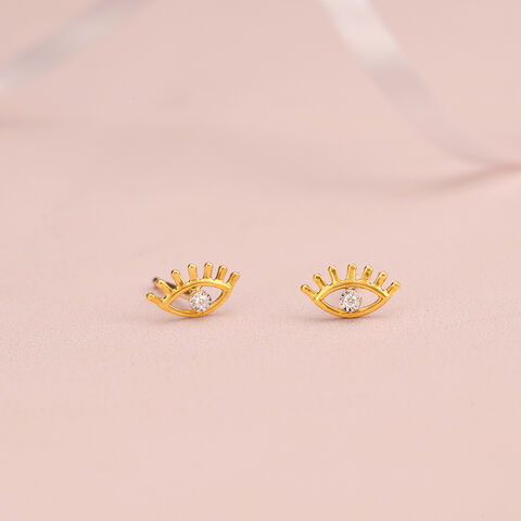 Shimmering Gaze 14 Kt Gold and Diamond Stud Earrings