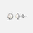 Minimalist Pearl Silver Stud Earrings,,hi-res view 4