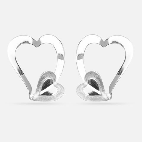 Sculpted Heartbeat Silver Stud Earrings