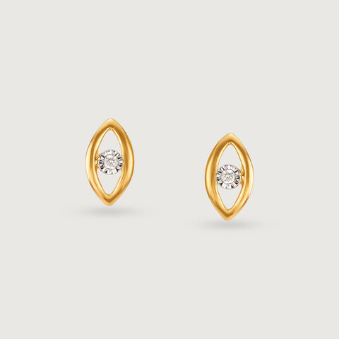 Shimmering Eye 14 Kt Gold and Diamond Stud Earrings