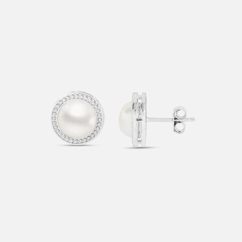 Luxe Pearl Silver Stud Earrings