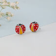 Whimsical Ladybug Silver Stud Earrings,,hi-res view 1