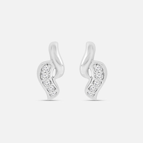 Serene Wave Silver Stud Earrings