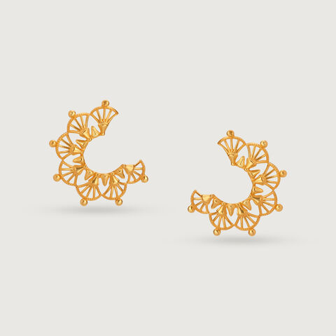 Artisanal Warli Art 22KT Gold Stud Earrings