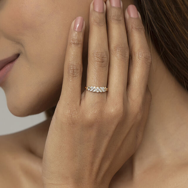 Basketry Vibes Gold and Diamond Finger Ring,,hi-res image number null